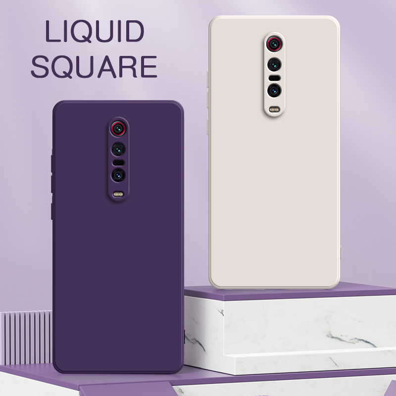 Oryginalne kwadratowe etui z płynnego silikonu dla Xiaomi Mi 9T Redmi K20 Pro Camera Lens Protective Soft Cute Phone Back Cover Mi9T 9TPro