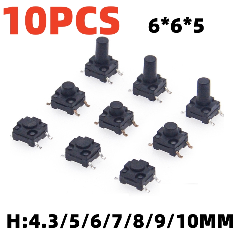 10 шт. водонепроницаемый тактильный переключатель 6x6x5 SMD кнопка серии 6x6 водонепроницаемый SMD микротактовый переключатель высота 4,3/5/6/7/8/9/10 мм