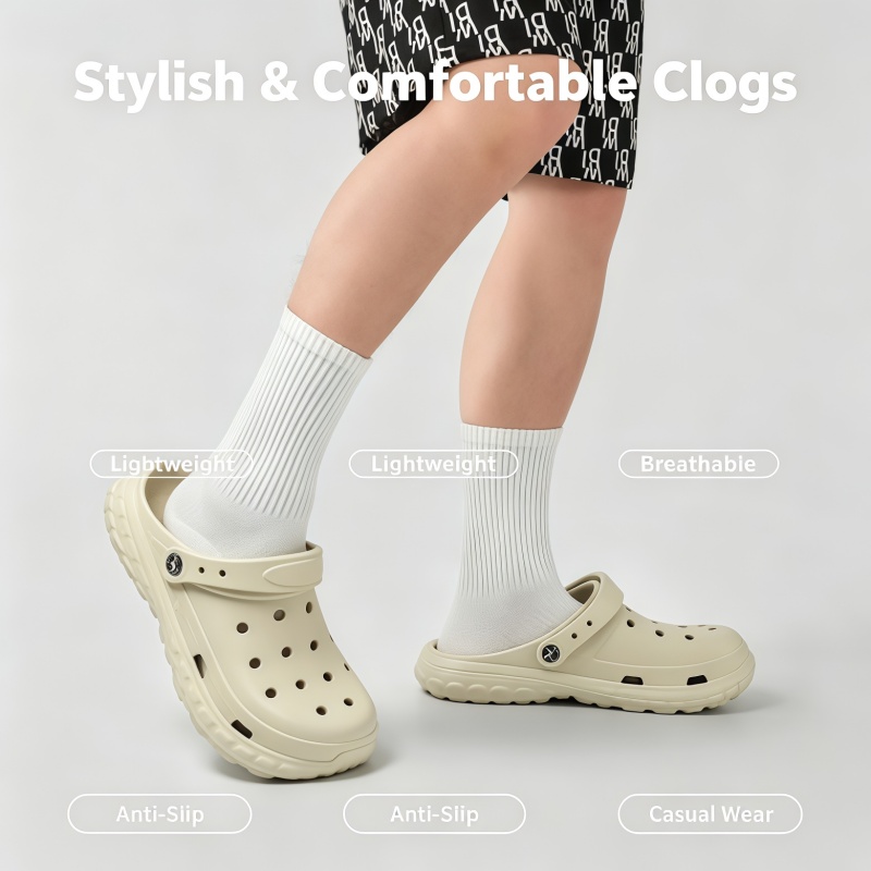 2026 New EVA Women and Men's Hole Shoes Summer Non-Slip Outdoor Sandals Closed Toe Shit Feeling Beach Slippers Thick Bottom