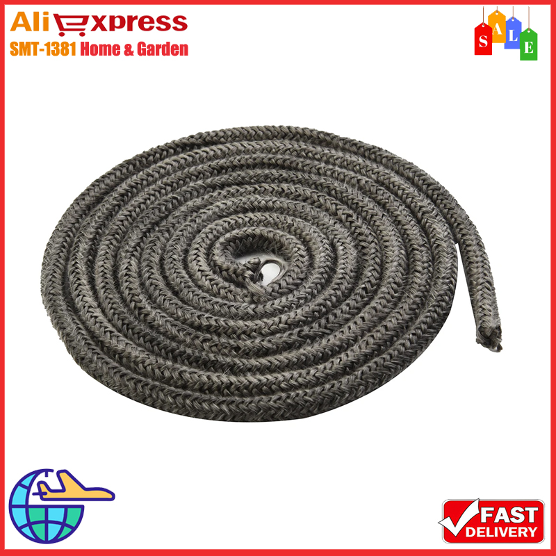 Estufa chimenea cuerda quemador puerta cuerda de sellado 10mm/12mm fibra de vidrio resistencia a altas temperaturas cable de junta de quemador de leña negro