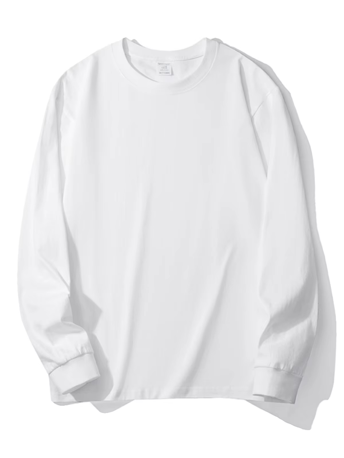 Heavyweight Pure Cotton Long Sleeve Loose Fit White T-Shirt Men Women Base Layer Shirt Thickened Underwear Casual Top