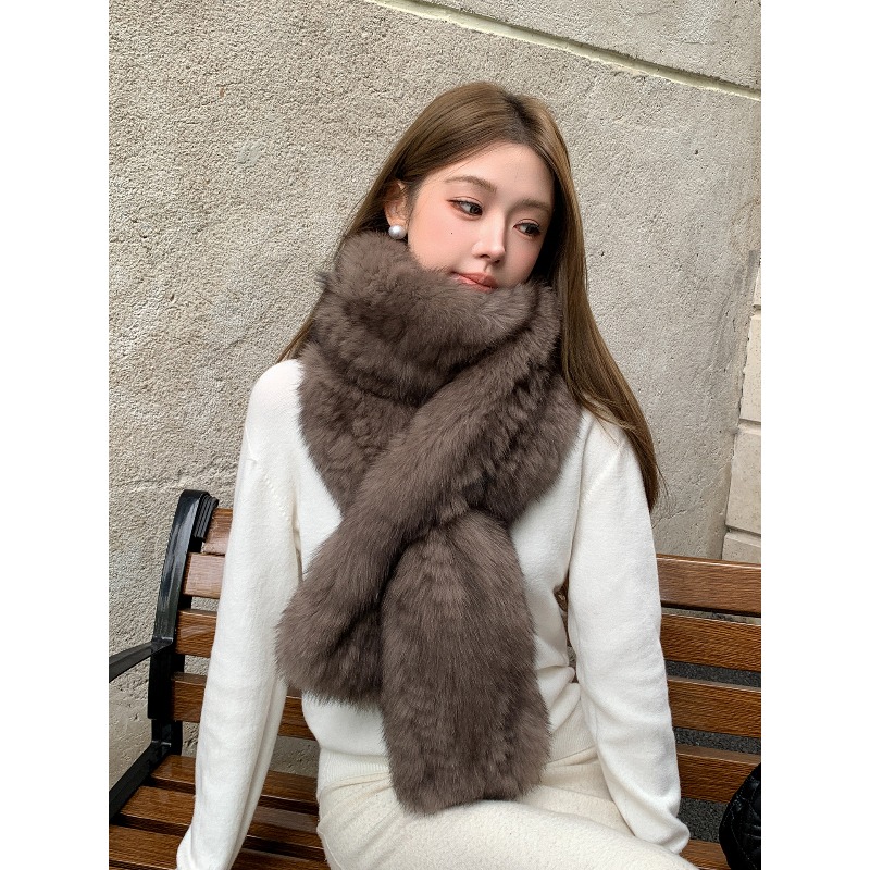 Écharpe longue de luxe en fourrure de renard pour femme, nouvelle collection hiver, châle en fourrure de sable élégant