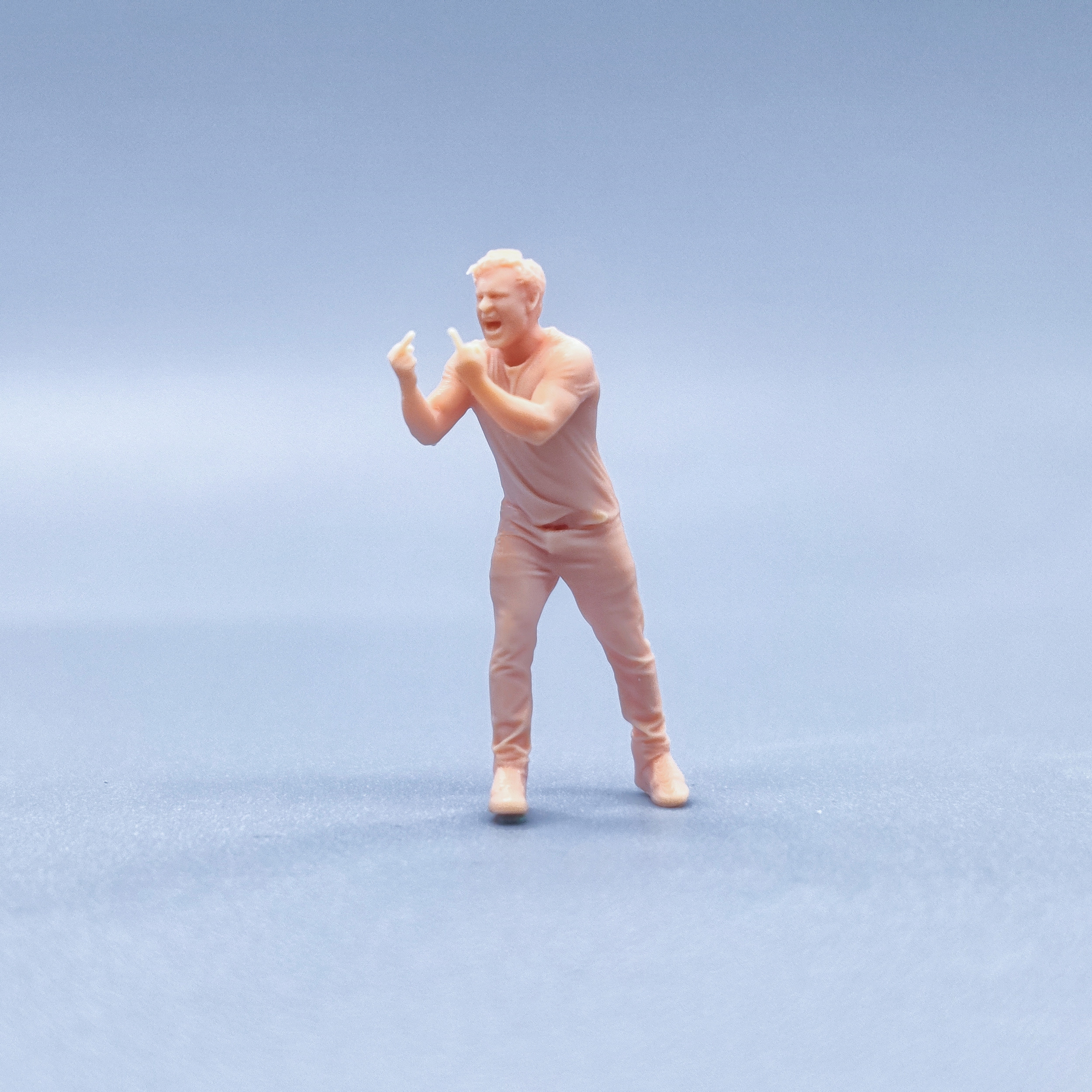 1/64 1/43 Beeldjes Schaal Model Hars Staande Boze Rock Fxxk Gebaar Mannelijke Ongekleurde Miniaturen Diorama Handgeschilderd V902