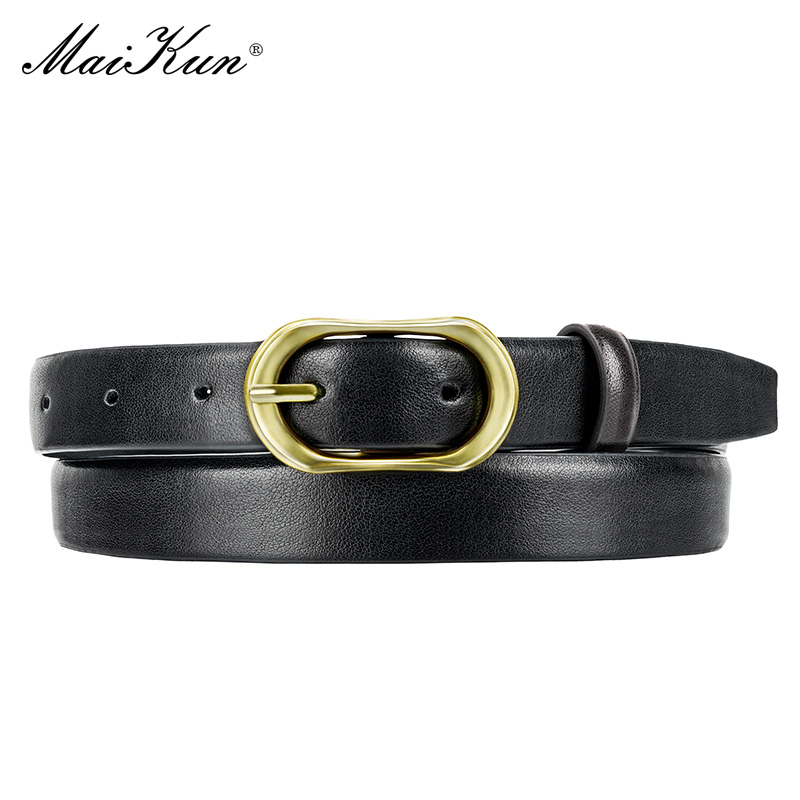 Maikun – ceinture en cuir véritable pour femme, accessoire de mode assorti, nouvelle collection, Simple, pour jean, deuxième couche, en cuir de vache