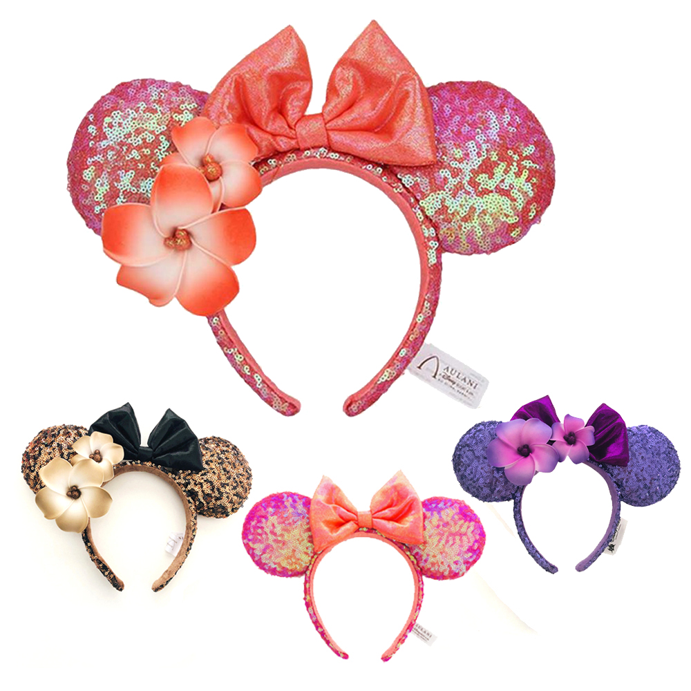 Disney Princess Minnie Ears Headband Big Sequin Bows EARS COSTUME Headband Cosplay Plush Adult/Kids Headband Gift