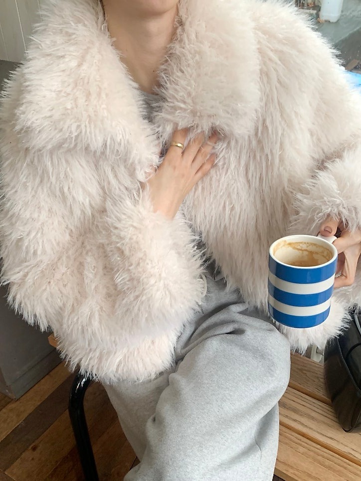 Korean Sle ort Fur Coat Women's Warm Cotton Lined Faion Outerwear Winter Luxury Feelings Big Coat Loose Fit ort Length