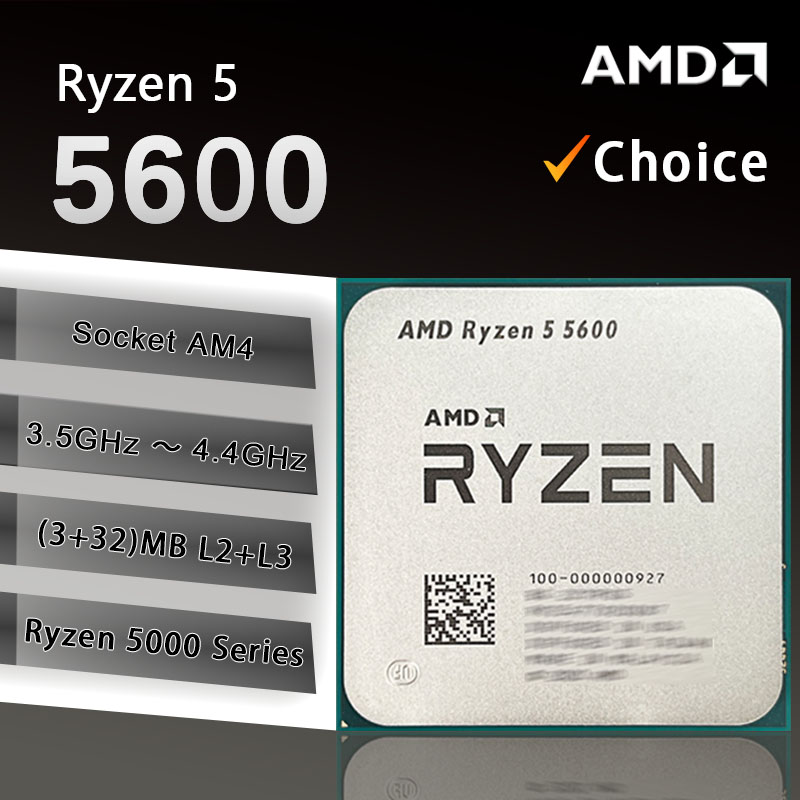 NOWY AMD Ryzen 5 5600 R5 5600 3,5 GHz 6-rdzeniowy 12-wątkowy procesor CPU 7NM L3 = 32M 100- 000000927   Gniazdo AM4 Brak wentylatora