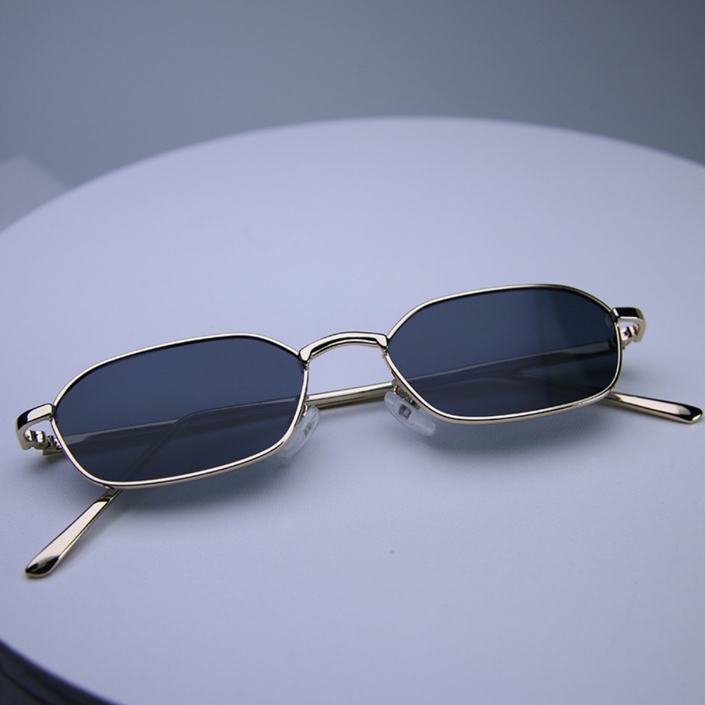 Gafas de sol poligonales con montura pequeña, lentes degradadas retro de moda, gafas de sol con montura metálica, gafas modernas con protección UV para uso casual.