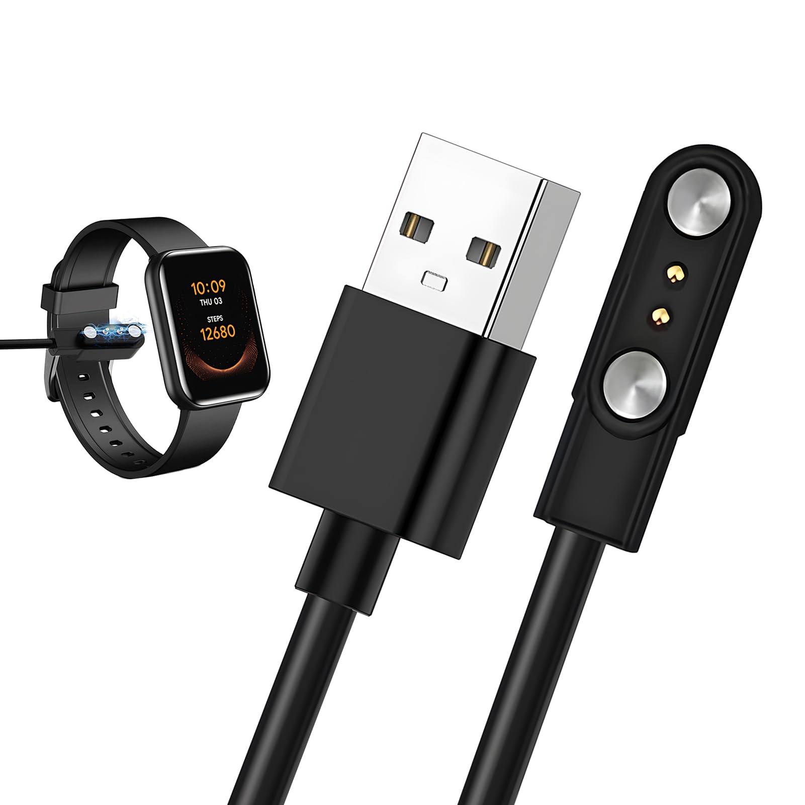 Magnetische oplaadkabel, universele USB-oplader voor smartwatch voor 2/4-pins afstanden van 2,84/4/7,62 mm