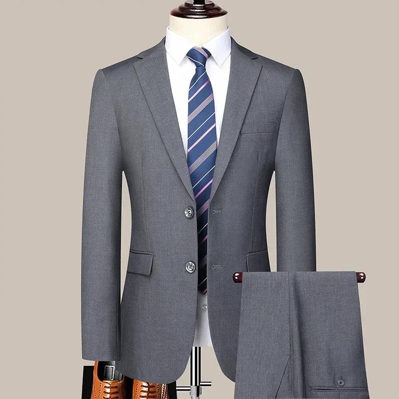 Garnitur męski w jednolitym kolorze, modny, biznesowy, na zewnątrz, elegancki, modny, casualowy, slim-fit, na wesele, dla gospodarza (marynarka + spodnie)