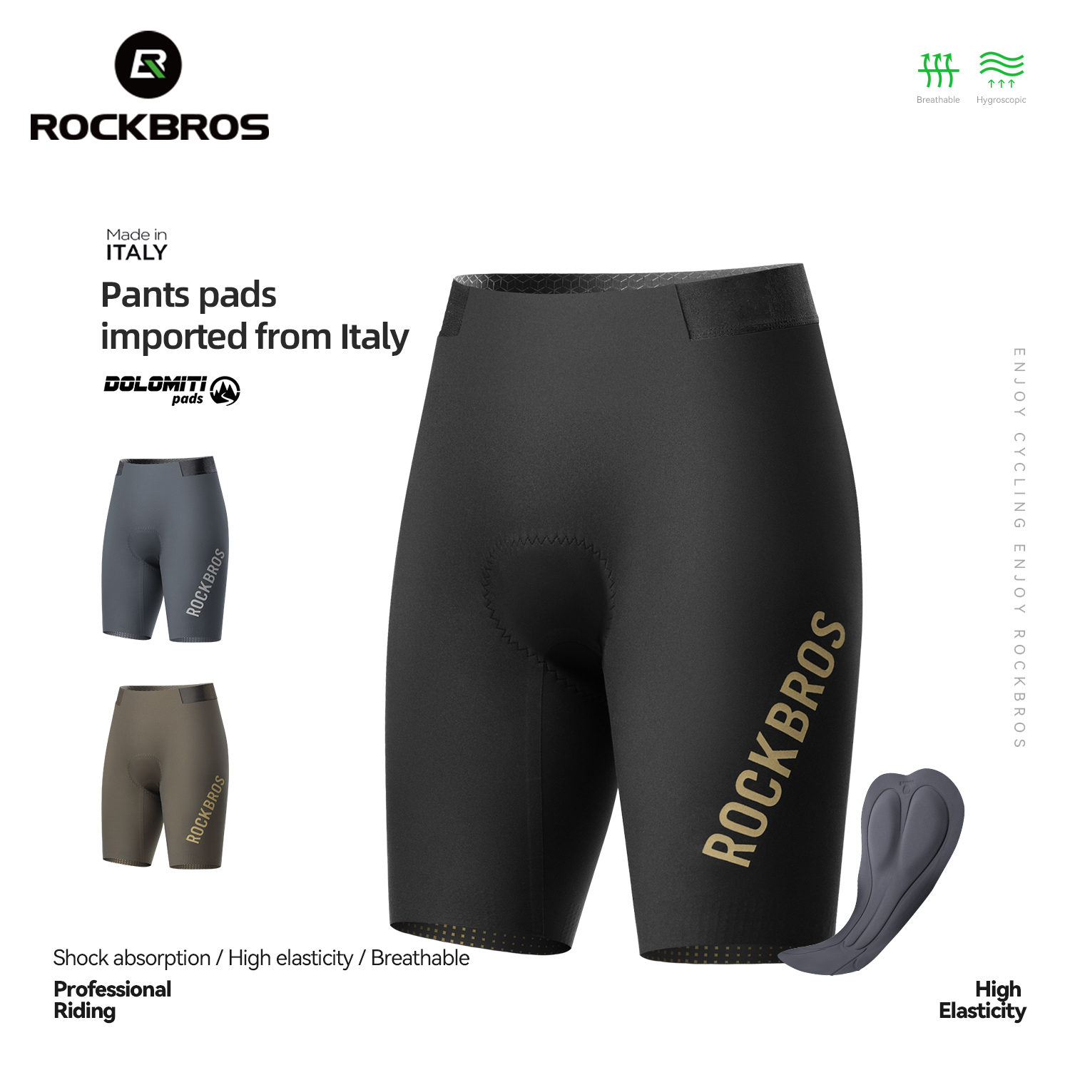 ROCKBROS Męskie Spodenki Kolarskie Letnie Bezszwowe Oddychające Spodnie Rowerowe z Wkładką Amortyzującą Wstrząsy Odzież Rowerowa MTB Szosowa
