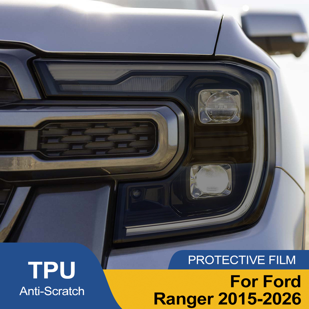 Película Protectora para Faros Delanteros de Coche, Pre-Cortada, Color Negro Ahumado, Anti-Rayones, Vinilo de Alto Brillo, Accesorios para Coche Ford Ranger 2015-2026