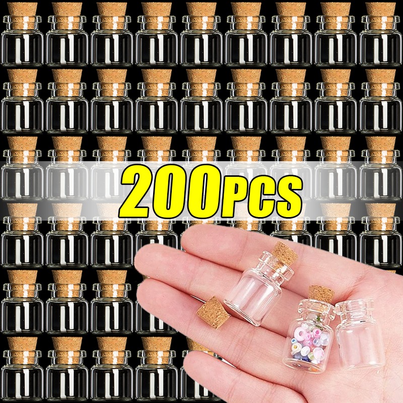 Mini botellas de vidrio transparentes con corcho, botella de deseos, mensaje vacío, bricolaje, fiesta de cumpleaños, boda, favores de decoración del hogar, venta al por mayor