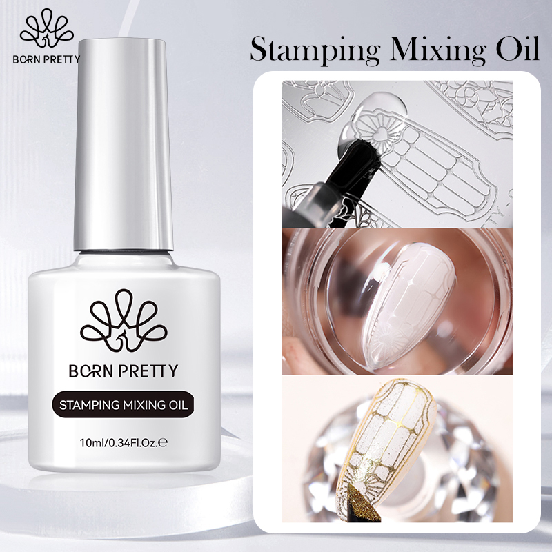 BORN PRETTY 10ml Olejek do Mieszania do Stemplowania i Aplikacji Pudru do Paznokci, Narzędzie do Drukowania Pudrem, Żel do Malowania, Lakier do Stemplowania