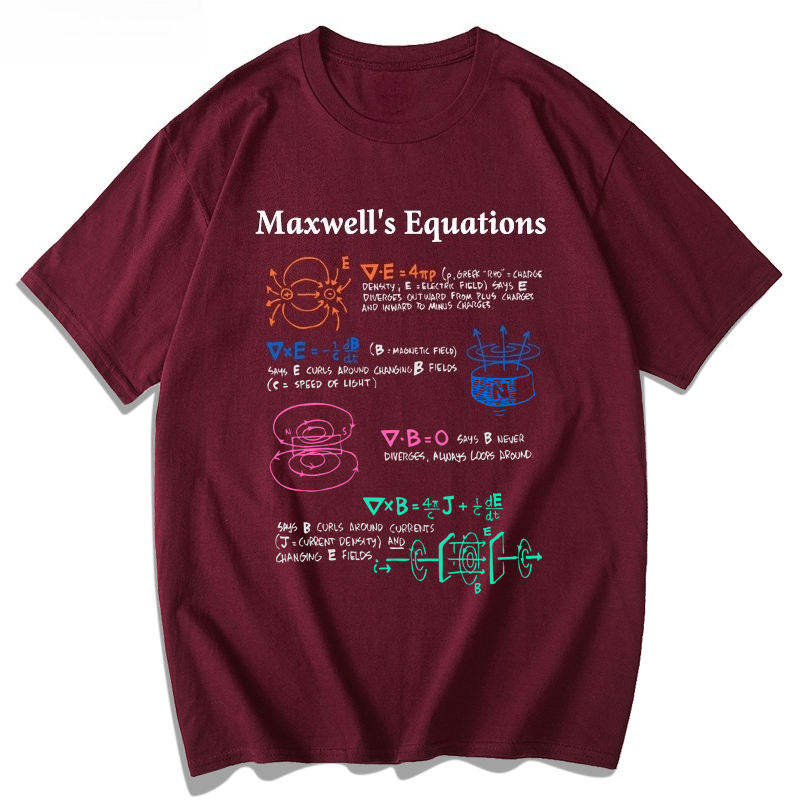 Koszulka z krótkim rękawem Maxwell Equation Formula Physics Cotton Męska Damska Letnia Koszulka Naukowa Casual z Krótkim Rękawem
