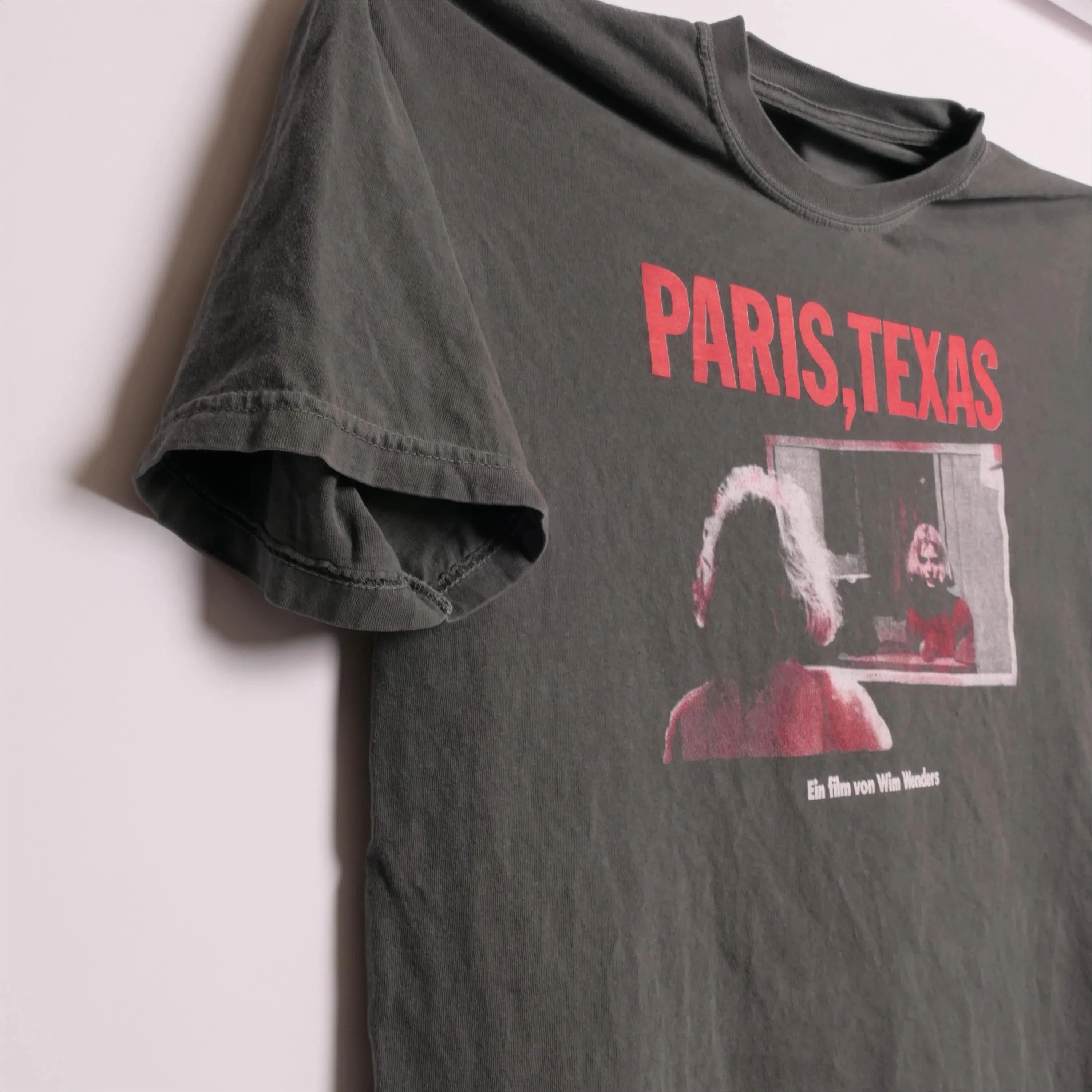 T-shirt Vintage Y2K con Grafica Paris Texas 1984, Stampa di Wim Wenders, Maglietta in Cotone Nera, Streetwear Unisex con Harry Dean Stanton