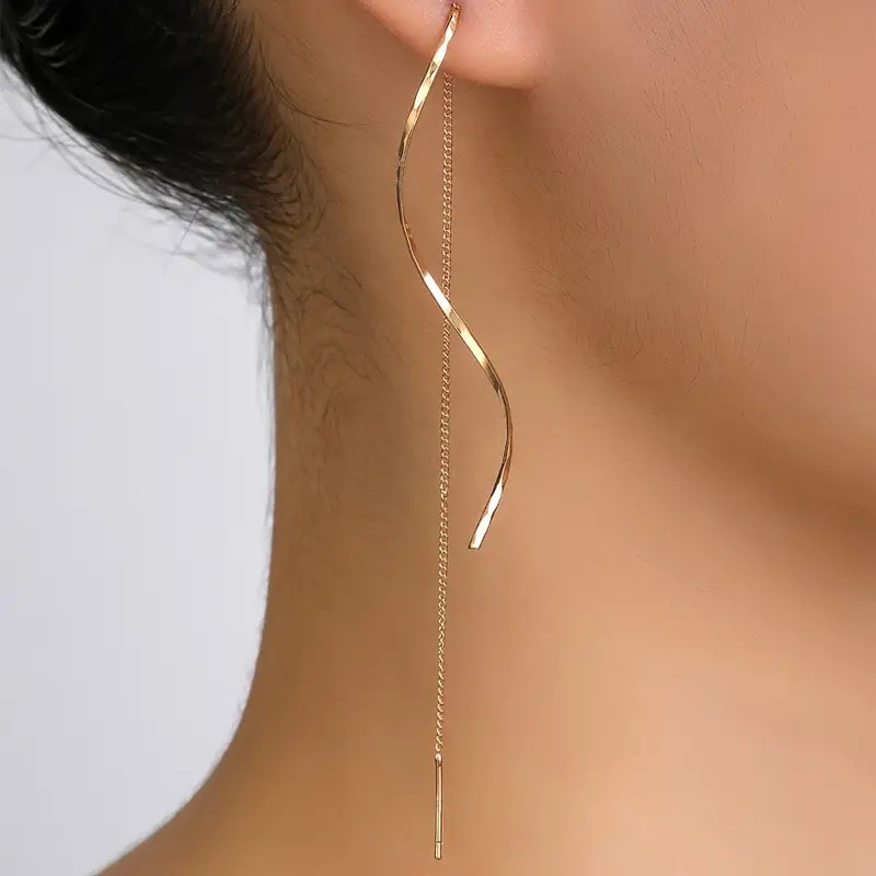 Boucles d'oreilles à pampilles longues pour femmes, 1 paire, à la mode, simples, longue chaîne, bijoux cadeaux de fête de mariage