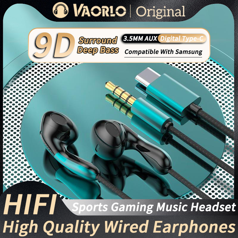 9D ハイファイ重低音水滴スタイル有線イヤホン 3.5 ミリメートル AUX/タイプ C デジタルチップヘッドセットサムスン Xiaomi Android タブレット PC
