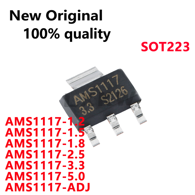 20-50/PCS Nieuwe AMS1117 3V3 AMS1117-1.2 AMS1117-1.5 AMS1117-1.8 AMS1117-2.5 AMS1117-3.3 AMS1117-5.0 AMS1117-ADJ SOT223 Op Voorraad