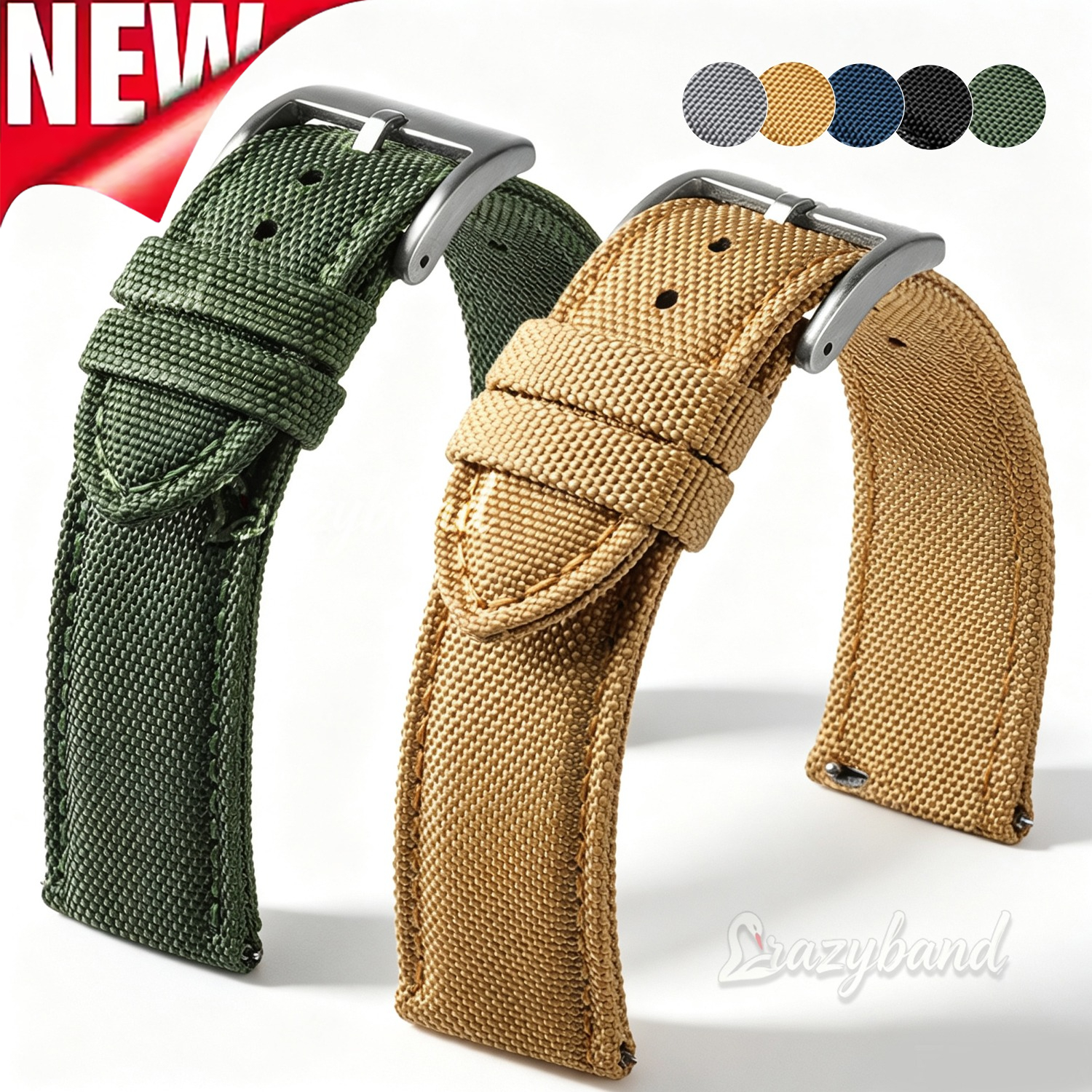 Correa de reloj de lona impermeable de 20 mm y 22 mm, correa de nailon de doble cara con liberación rápida, correa deportiva universal para hombre