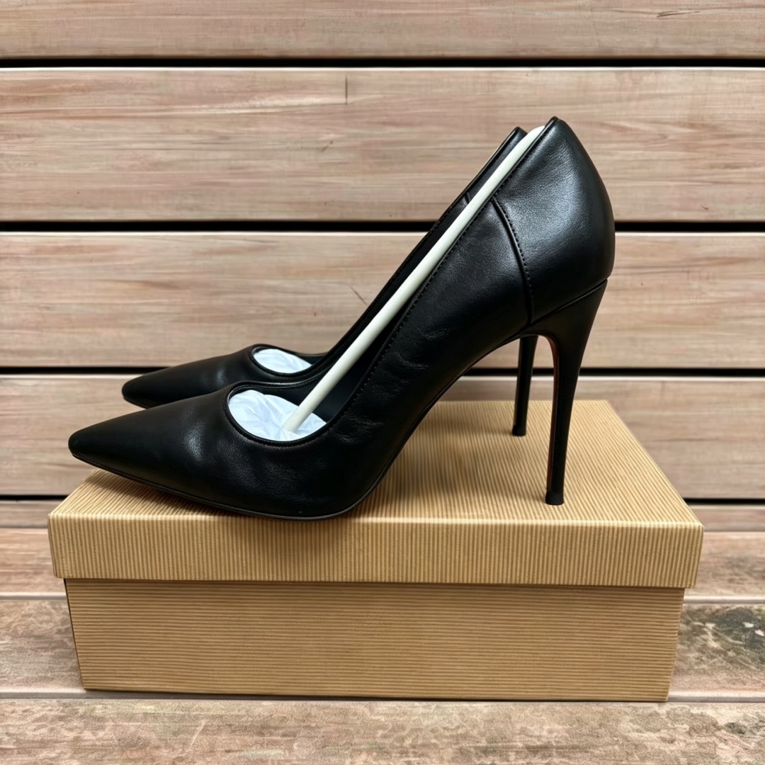 Escarpins classiques en cuir uni à bout pointu et talon aiguille pour femme, à enfiler, pour le bureau, les mariages et les occasions formelles, disponibles en rouge, nude et noir