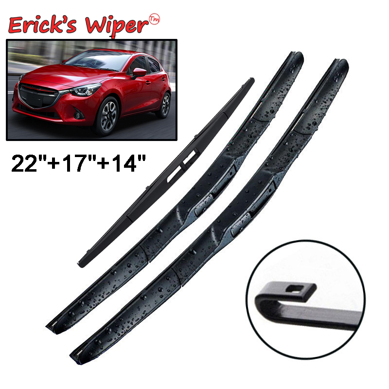 Erick's Wiper Front & Rear Wiper Blades Set For Mazda2 Mazda Demio 2 DJ DL 2014 - 2023 Windshield Windscreen Window 22"+17"+14"