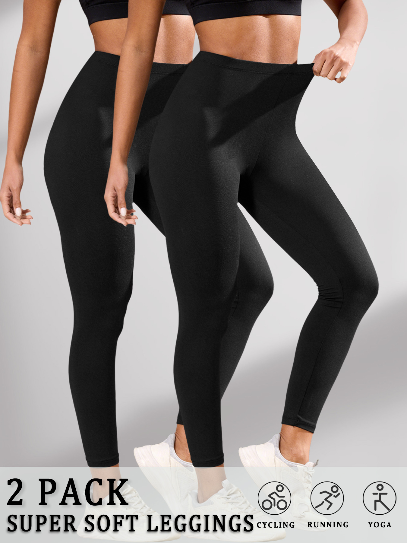 2er-Pack superweiche Damen-Leggings mit hoher Elastizität, nicht durchsichtig, für Workout, Yoga, Laufen, Sport, Push-Up, Fitnessstudio, Fitness