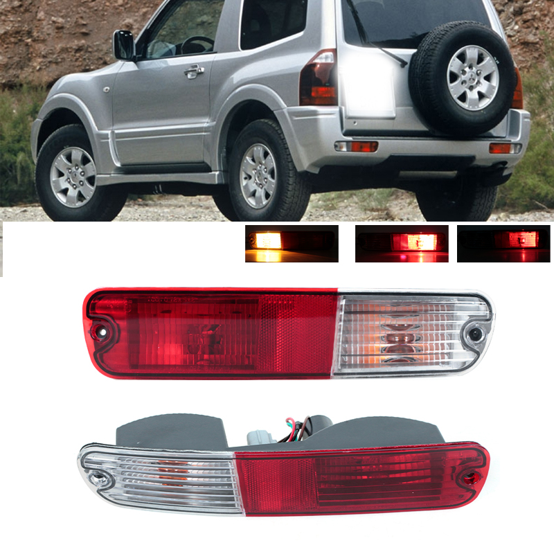 Luz traseira do para-choque, luz traseira para mitsubishi pajero montero v73 v75 v77 2003 2004 2005 2006 2007, lâmpada de sinal refletor com lâmpada