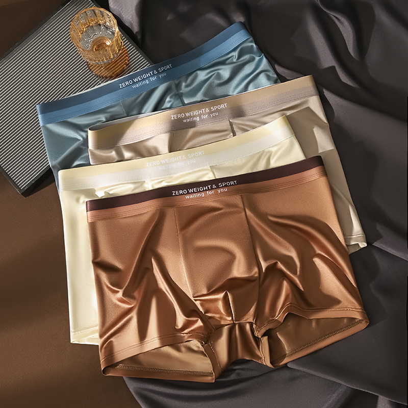 Men's Boxer Shorts Ice Silk Underwear Plus Size Underpants Breathable Sexy Slim Panties Top Quality Lingerie Wholesale
