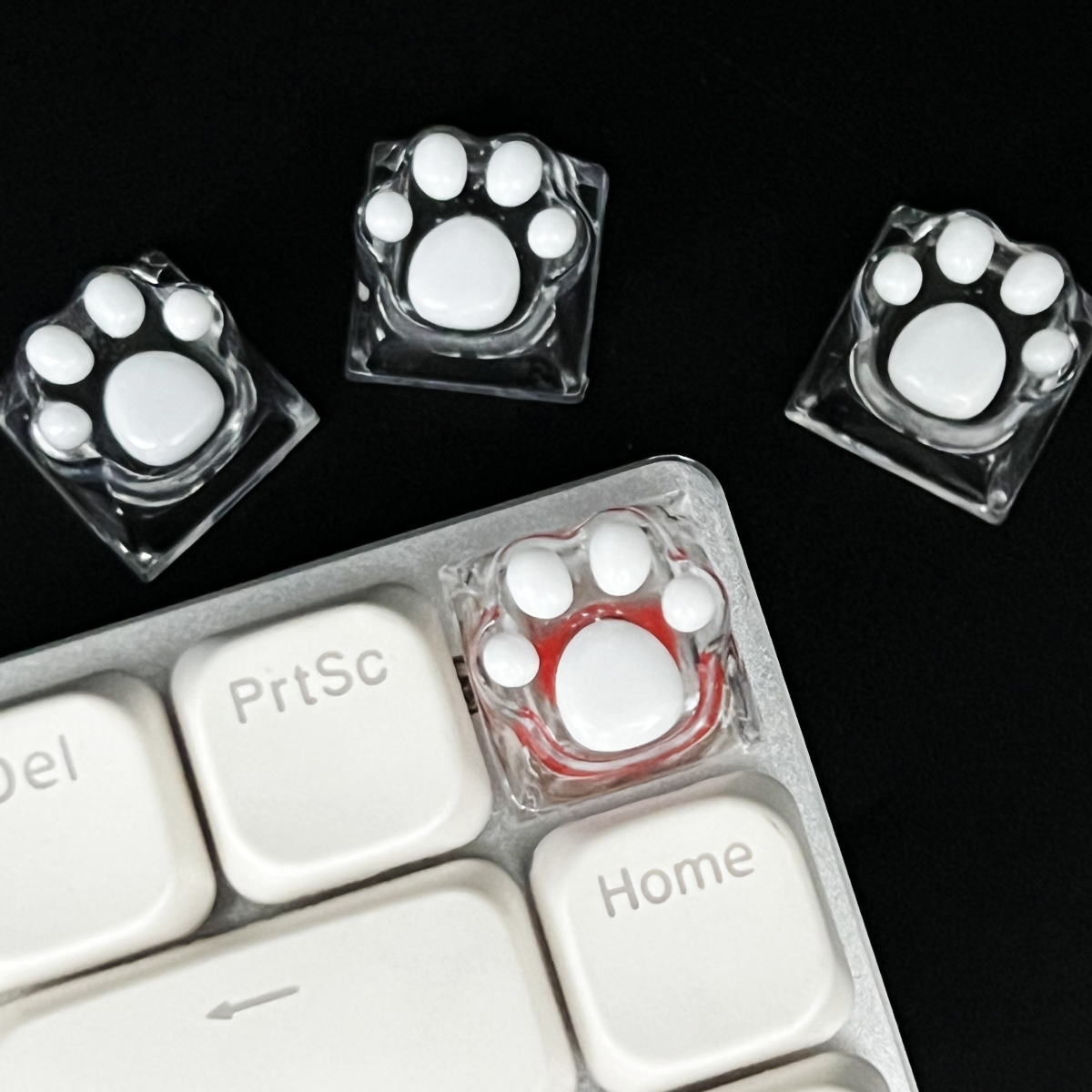 4pcs Handmade Translucent White Black Cat Claw Resin Keycaps Epoxy Glue Mechanical Keyboard Unique Personality Custom Keycap