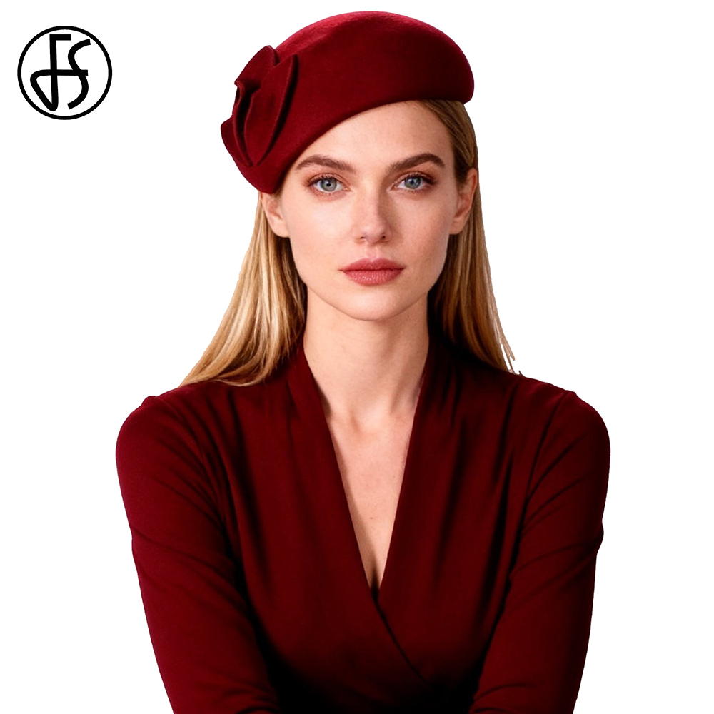 Cappello Pillbox in Lana Rosso Verde FS, Cappelli Vintage da Chiesa per Donna, Elegante Fascinator per Tea Party, Berretto Chapeau Femme 2026