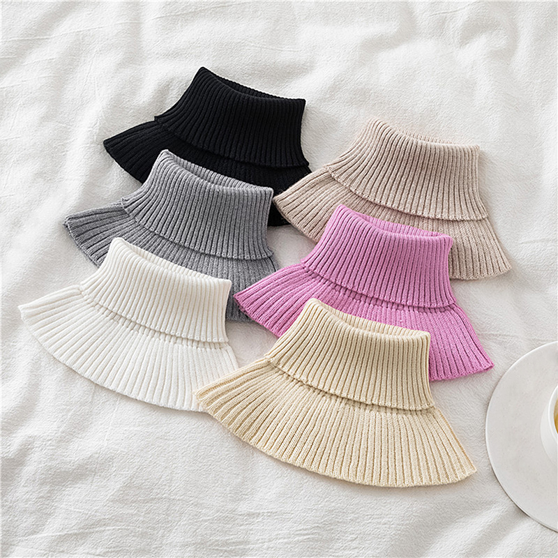 Feminino malha colar falso cachecol quente gola alta pescoço mais quente destacável inverno à prova de vento moda cachecol falso gola alta