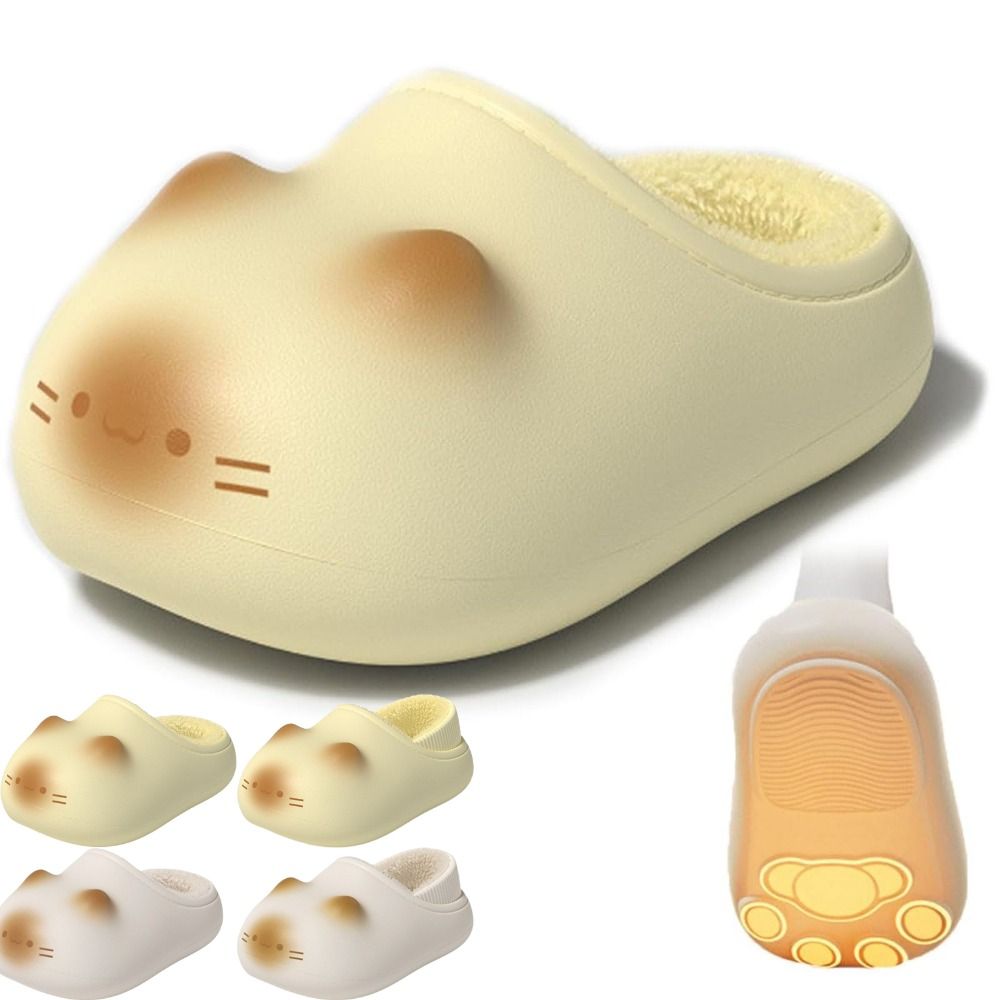 Nieuwe waterdichte kattenpantoffels, warme zool, kattenpootjes, fluffy, gesloten teen, kattenpootjes pantoffels, binnen en buiten