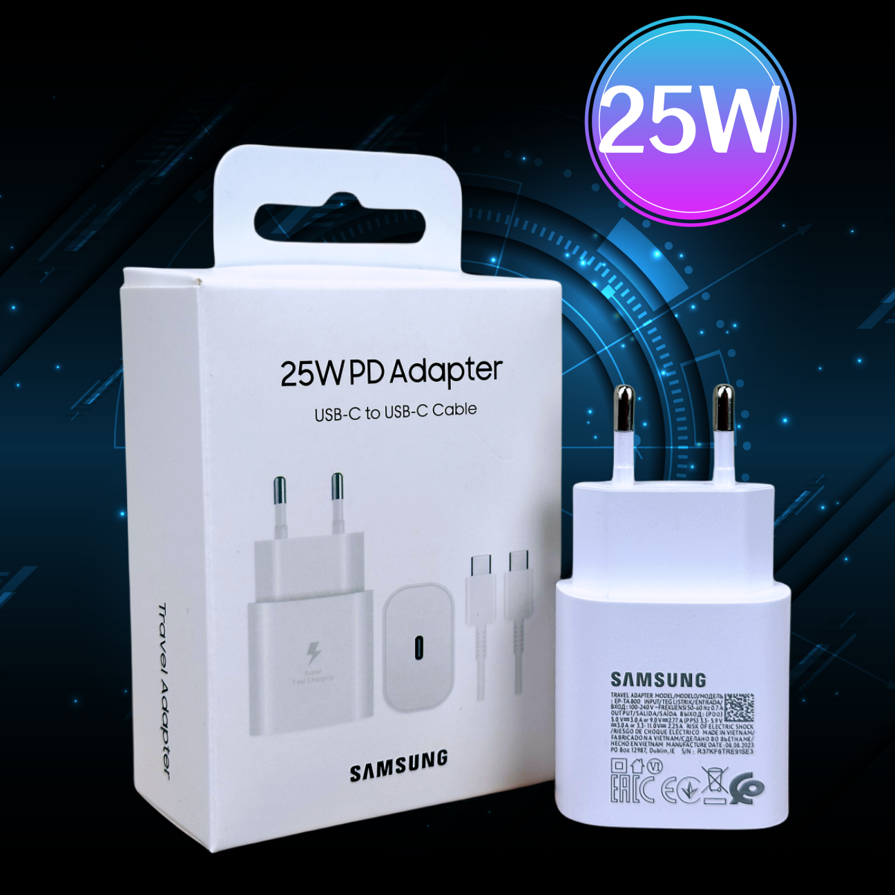 Original Samsung 25W Ladegerät Super Schnellladung Typ-C EU Adapter für Galaxy S23 S22 Plus S21 S20 FE Note 20 10+ A54 A34 5G Telefon