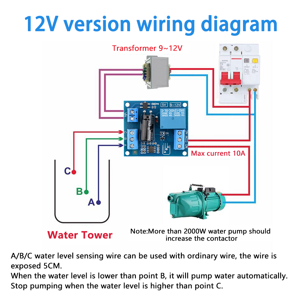 Módulo controlador automático de nível de água, dc 5v 12v, interruptor de sensor de líquido, válvula solenóide, bomba de motor, placa de relé de controle de tanque de água