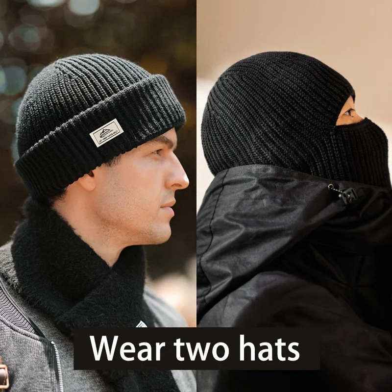 Gorro Balaclava de Punto 2 en 1 para Invierno, Cortavientos, Cálido, para Esquí, Ciclismo, Correr, con Orejeras, Máscara Facial Completa, para Hombre y Mujer