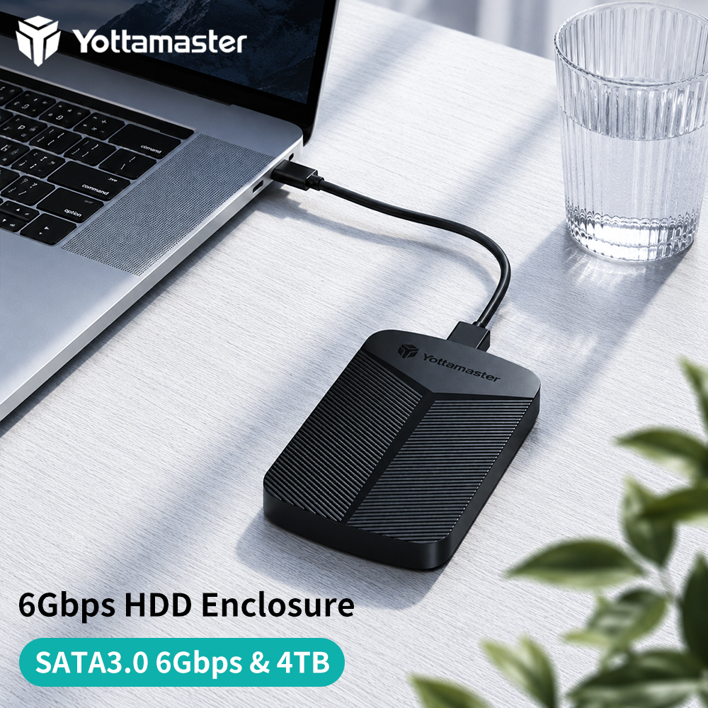 Caja para Disco Duro Yottamaster de 2.5 Pulgadas y 6Gbps, SATA a USB3.0/Tipo-C, Carcasa Externa USB-C para Disco Duro SATA, Compatible con Windows, Mac y Linux