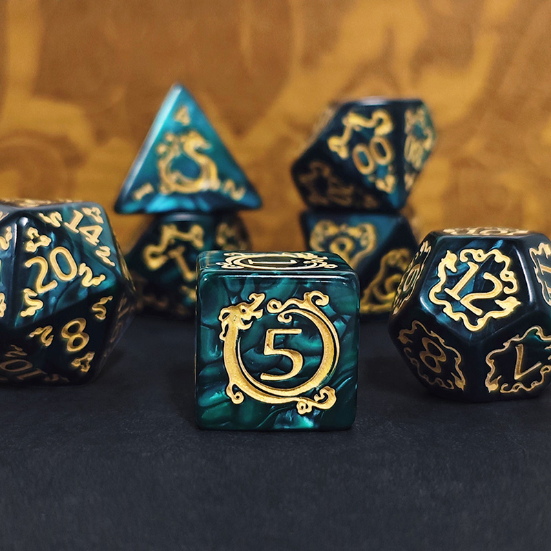 DND Dice 7 unids/set diseño de dragón dados poliédricos juego de rol D & D TRPG juego de mesa dados como regalo accesorios de entretenimiento