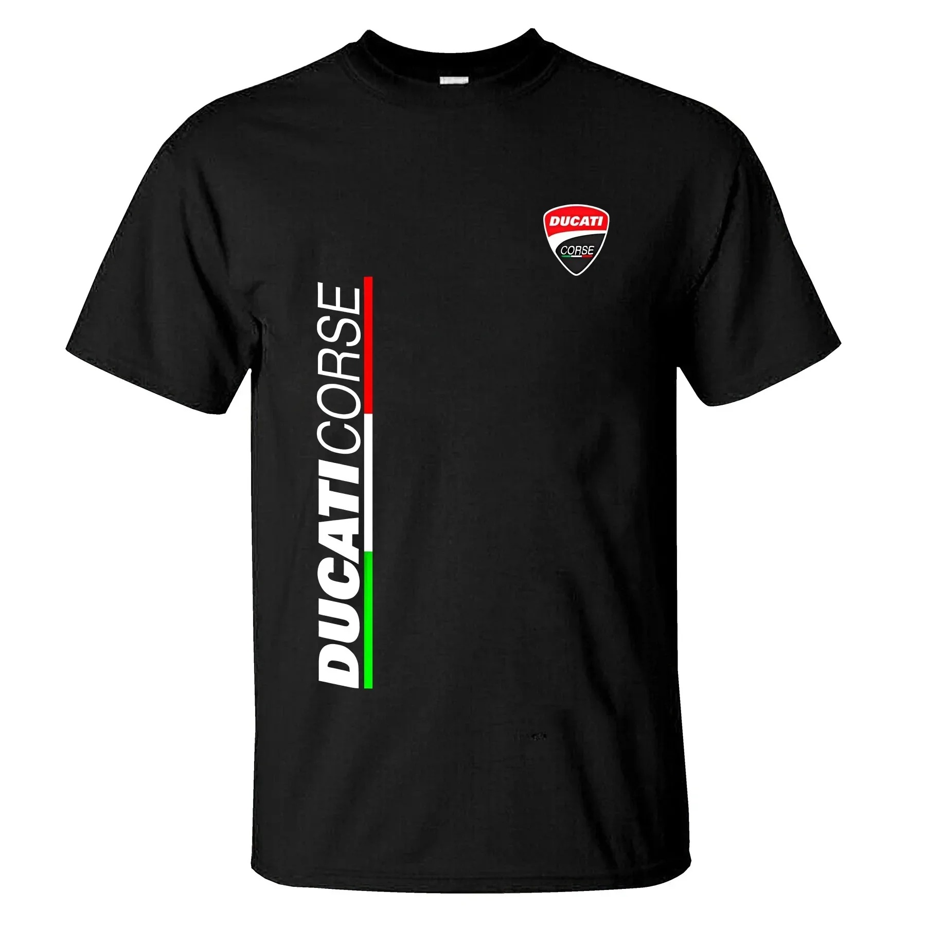 Zomer 2026 Nieuwe Motorfiets Stijl Heren T-shirt Mode Hot Sale Heren en Dames Hetzelfde Ronde Hals Geprint Katoenen T-shirt