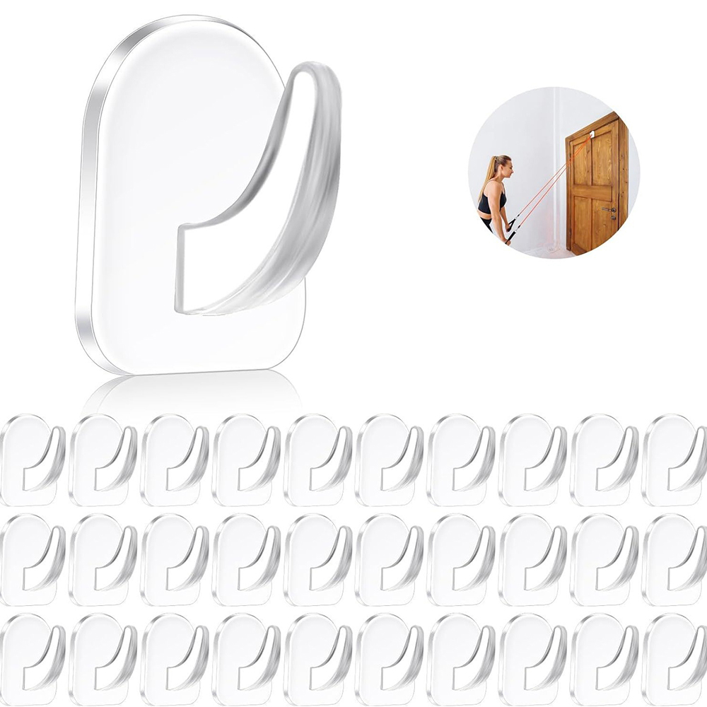 Gancho transparente adhesivo acrílico de 10/20/30 Uds., gancho adhesivo de plástico fuerte, gancho de bocina universal sin perforar para baño