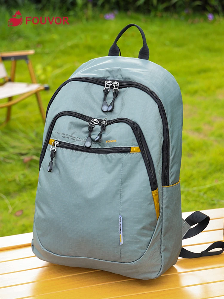 Ransel Wanita Fouvor Tren 2025 Ransel Laptop Ringan Fashion Besar Tas Sekolah Banyak Saku Perjalanan Kasual Baru 2988-06