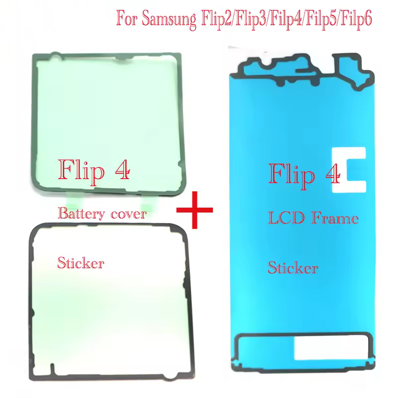 Para Samsung Galaxy Z Flip 2 3 4 5 6 cubierta trasera de batería carcasa sello impermeable pegatina cinta adhesiva
