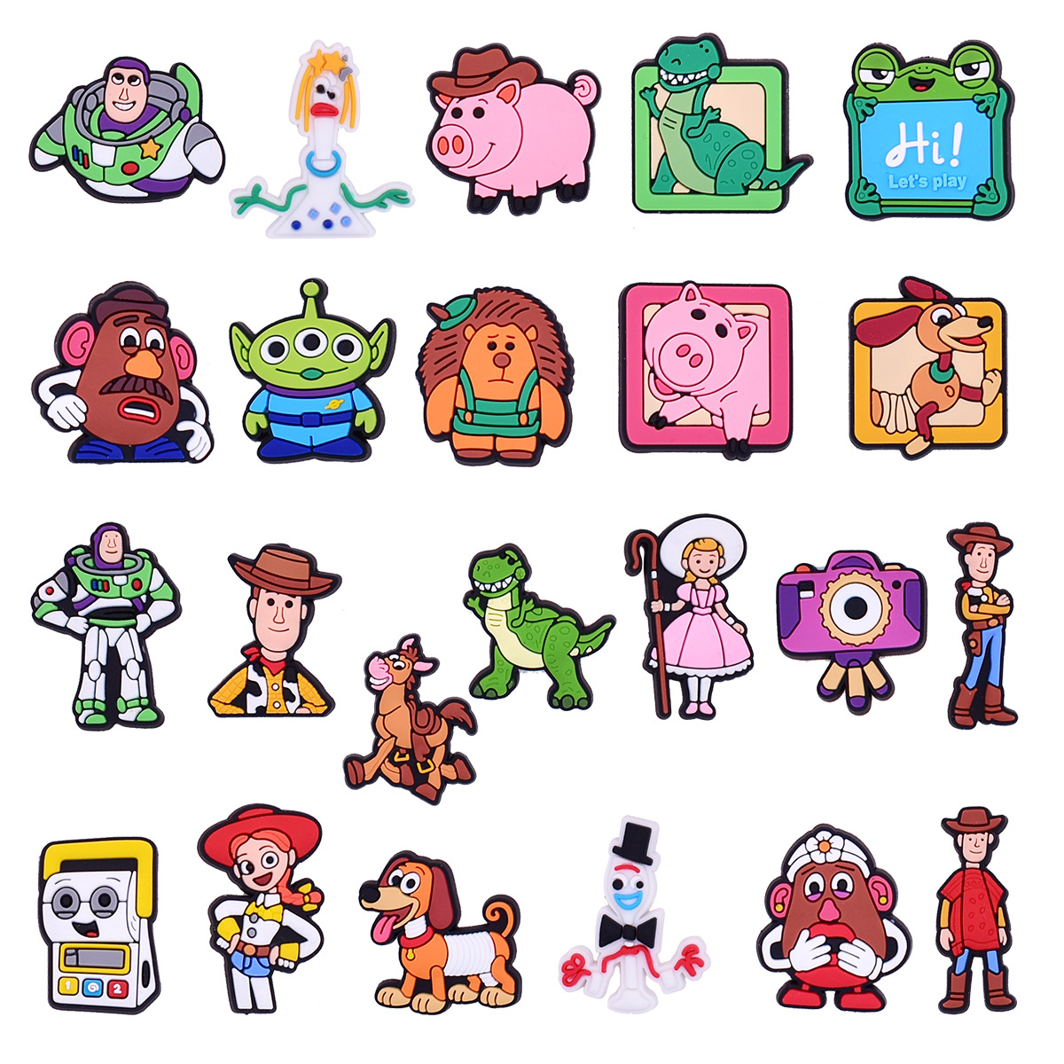 23 Pezzi Nuovi Charm per Scarpe a Tema Toy Story, Accessori Decorativi in PVC per Sandali, Regalo di Natale, Compleanno, Festa