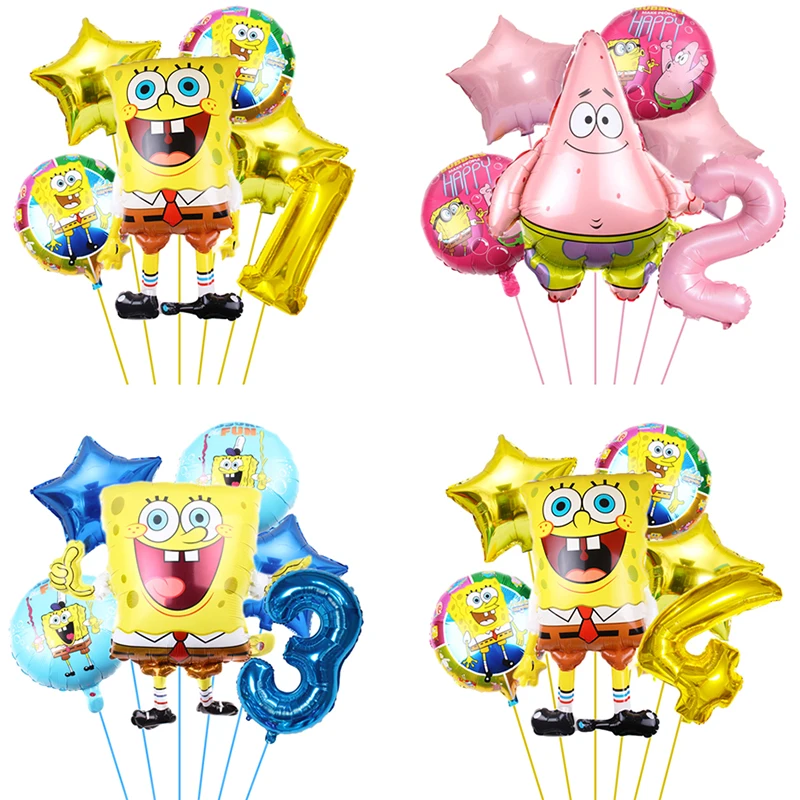 6 sztuk SpongeBob SquarePants Patrick Star zestaw balonów balony na imprezę urodzinową balony z helem chłopiec dziewczyna Baby Shower zaopatrzenie firm