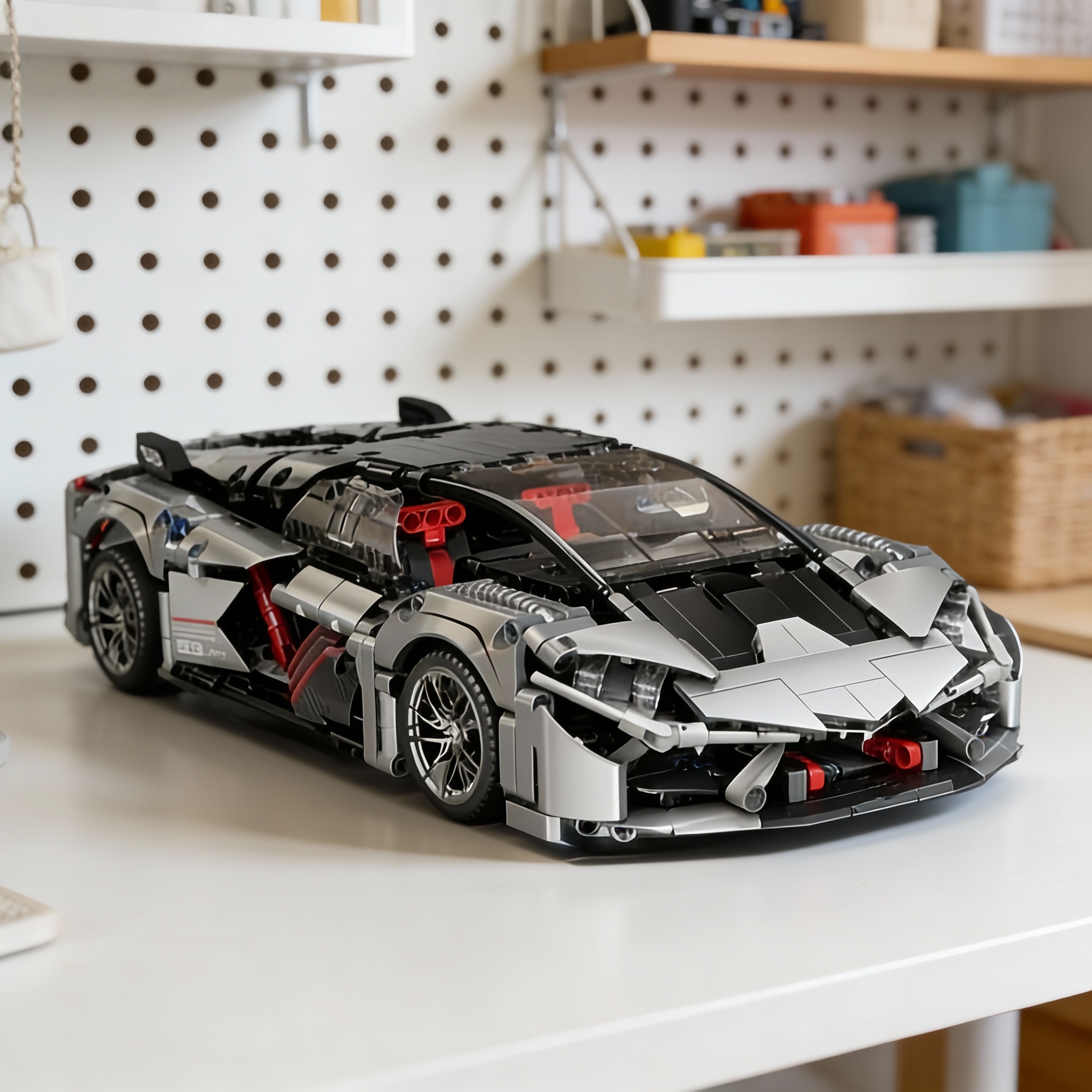 Zestaw Klocków do Budowy Modelu Supercara, Zrób To Sam, Mechaniczny Hypercar, Zabawka Edukacyjna STEM, Prezent do Kolekcji