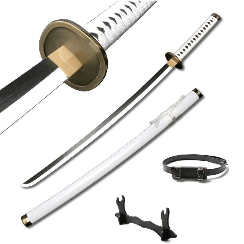 104Cm Roronoa Zoro Katana Japanse Anime Karakter Cosplay Wapens Rekwisieten Bamboe Mes Speelgoed Zwaard Met Riem En Zwaardhouder