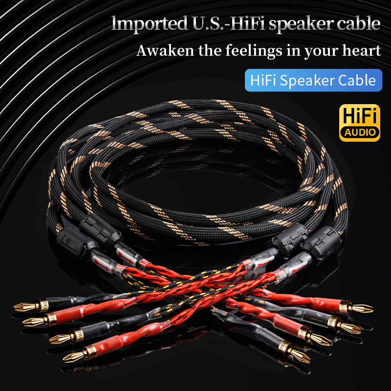 YYAUDlO, un par de cables de altavoz HlFl, cables de altavoz Oc de alta gama para sistemas de alta fidelidad y Cables de altavoz con conector Banana
