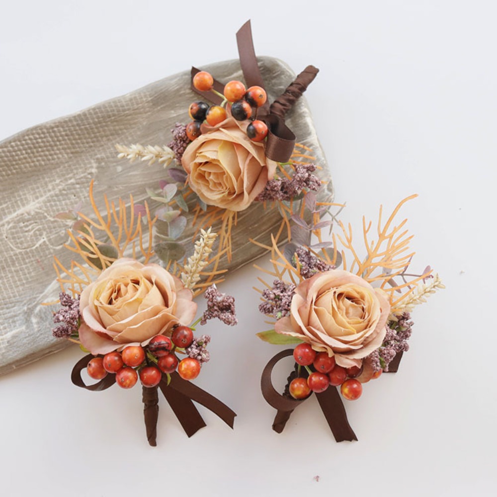 Boutonniere Bridesmaid Boutonnière Mariage Homme Pita Pergelangan Tangan Korsase Perlengkapan Dekorasi Pesta Pernikahan