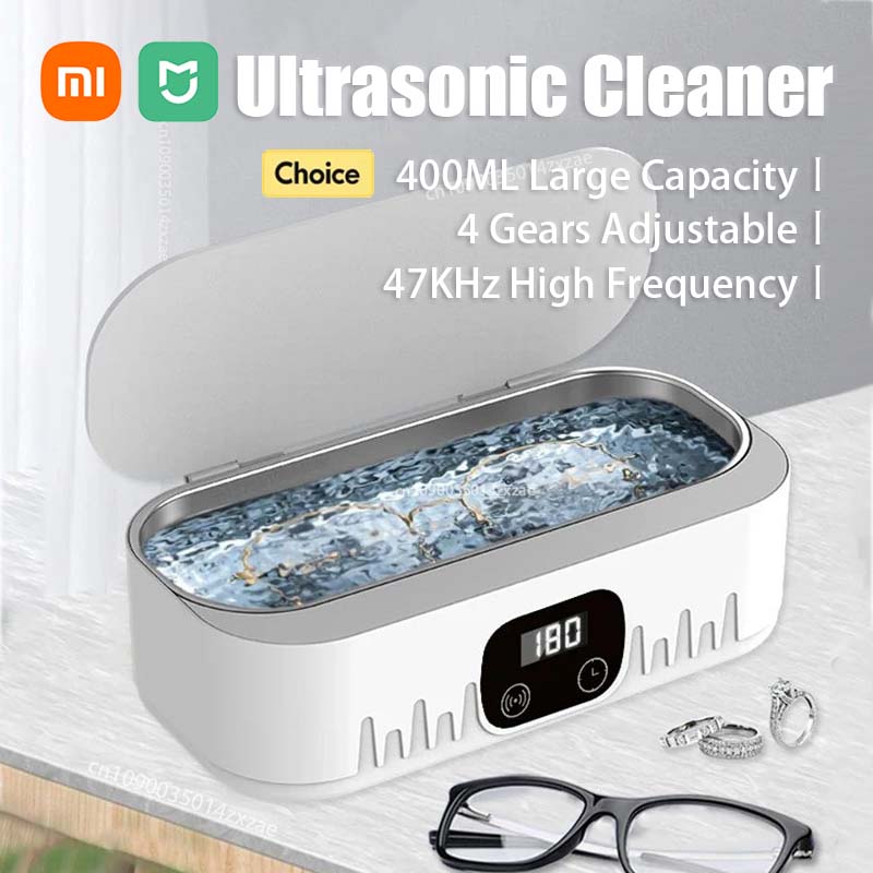 Limpiador ultrasónico Xiaomi de 47000 Hz, Mini equipo de limpieza por vibración de alta frecuencia de 400 ML para gafas, joyería, chupete para dentadura