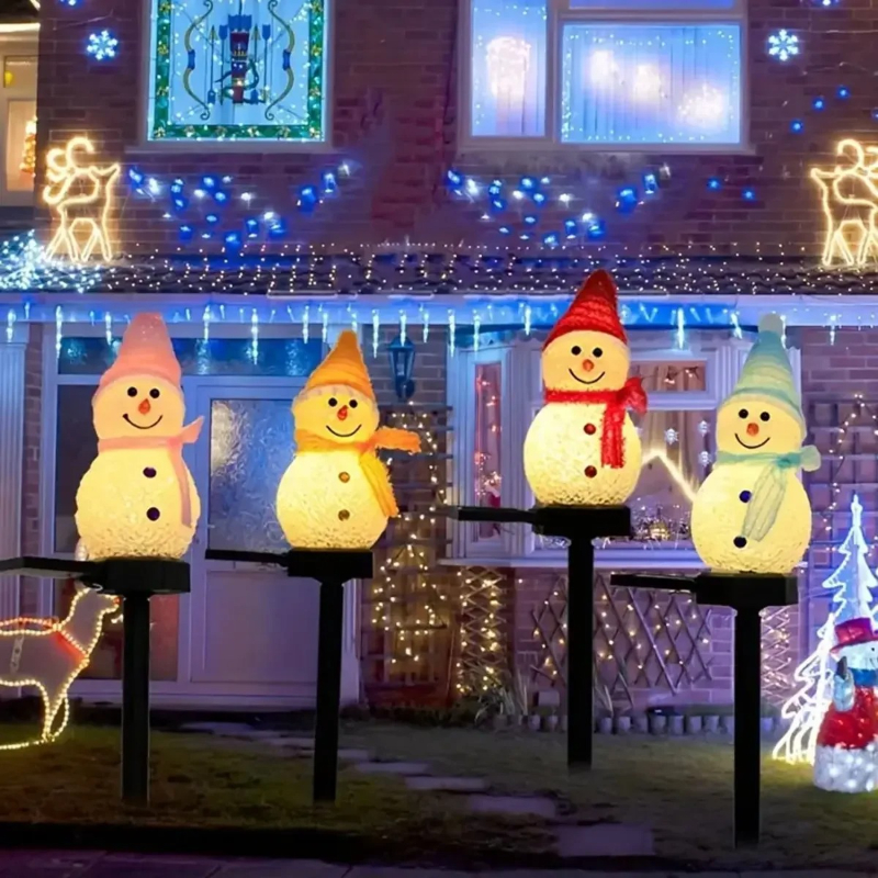 LED bonhomme de neige solaire jardin lumière extérieure sol piquet lumière solaire alimenté noël voie lumières pour noël pelouse cour décoration